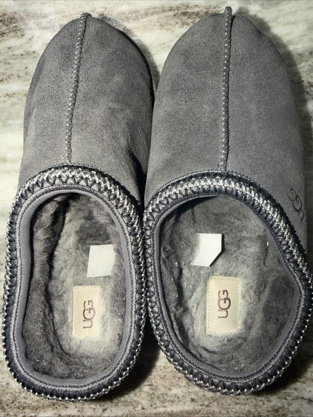 UGG Tasman Slippers Women’s 11 / Men’s 9.5 Gray Suede Shearling Lined SRD